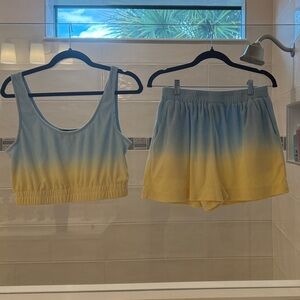 Sunday in Brooklyn Blue and Yellow Women's Top and Bottoms Size M NWT